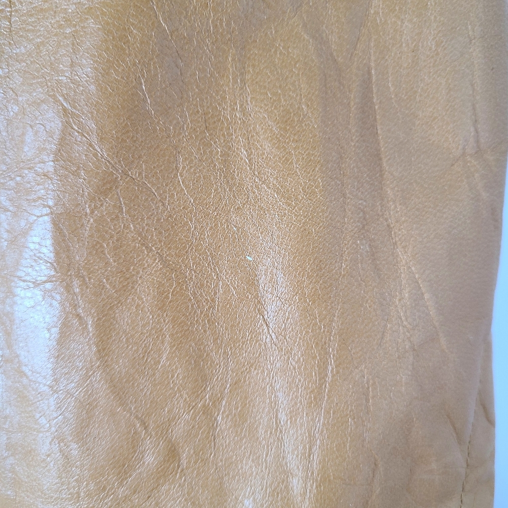 Express Y2K Tan Genuine Leather Vintage Belted Trench Coat - Picture 9 of 11